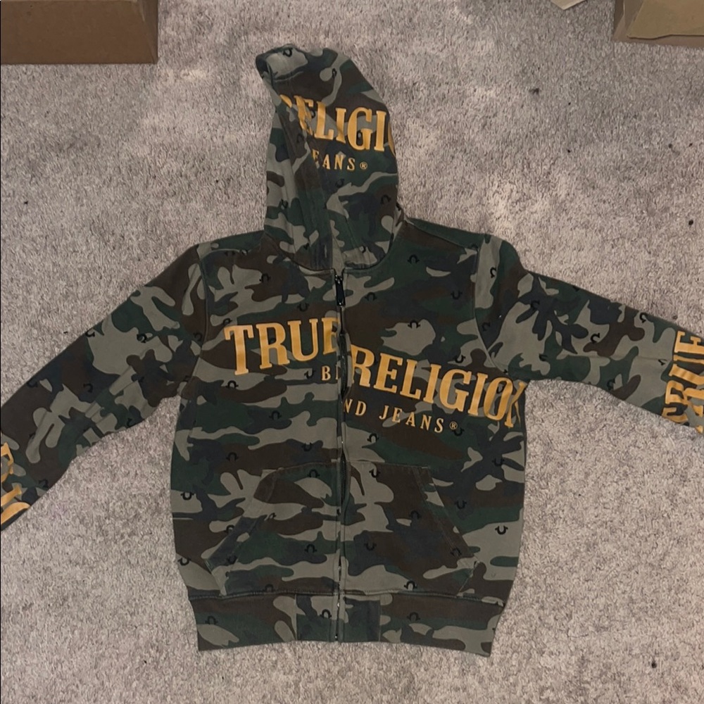 True Religion Green Men’s Camouflage Jacket with Hood